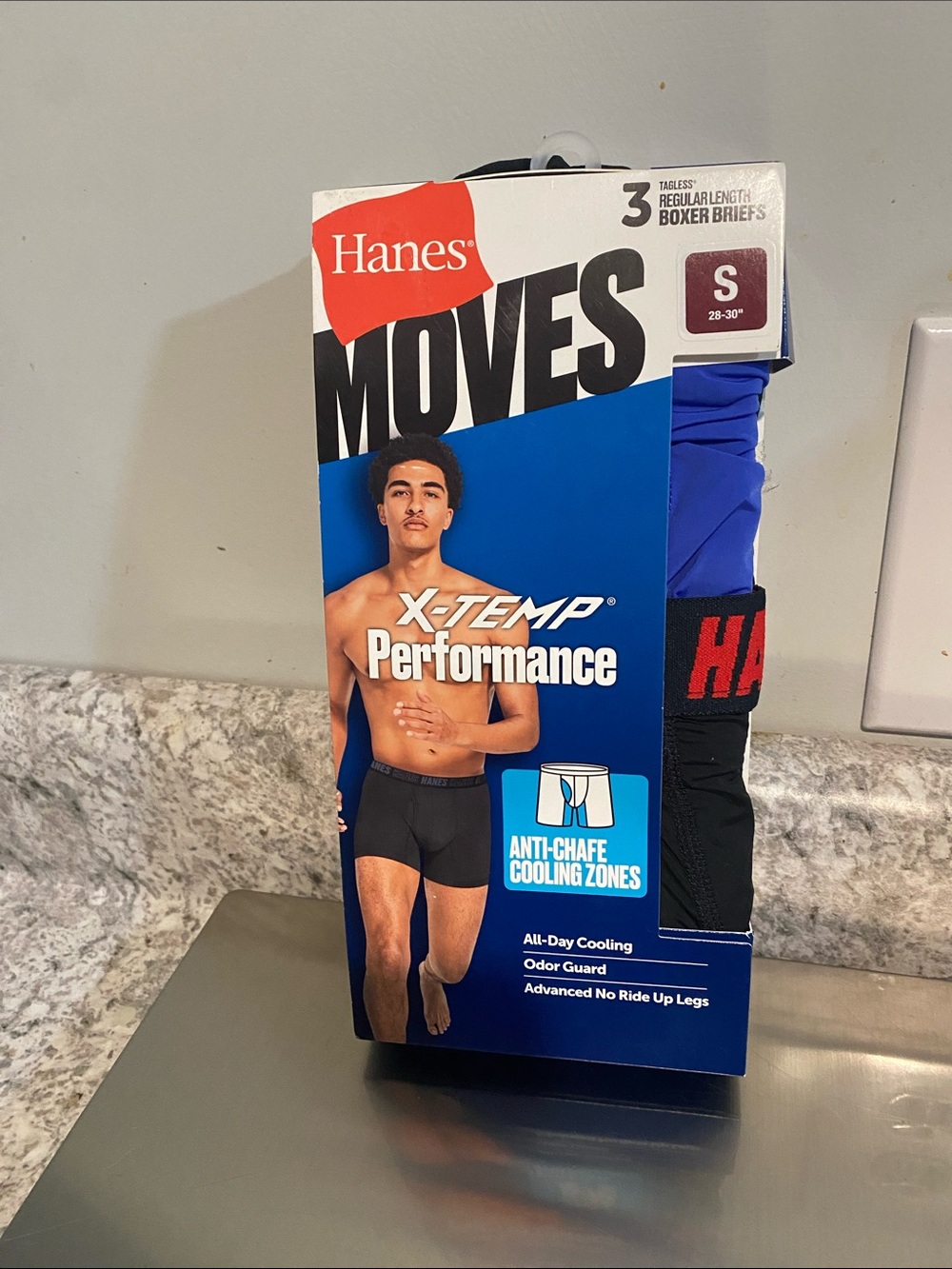 Hanes Moves X-Temp Performance Boxer Briefs - Black & Blue